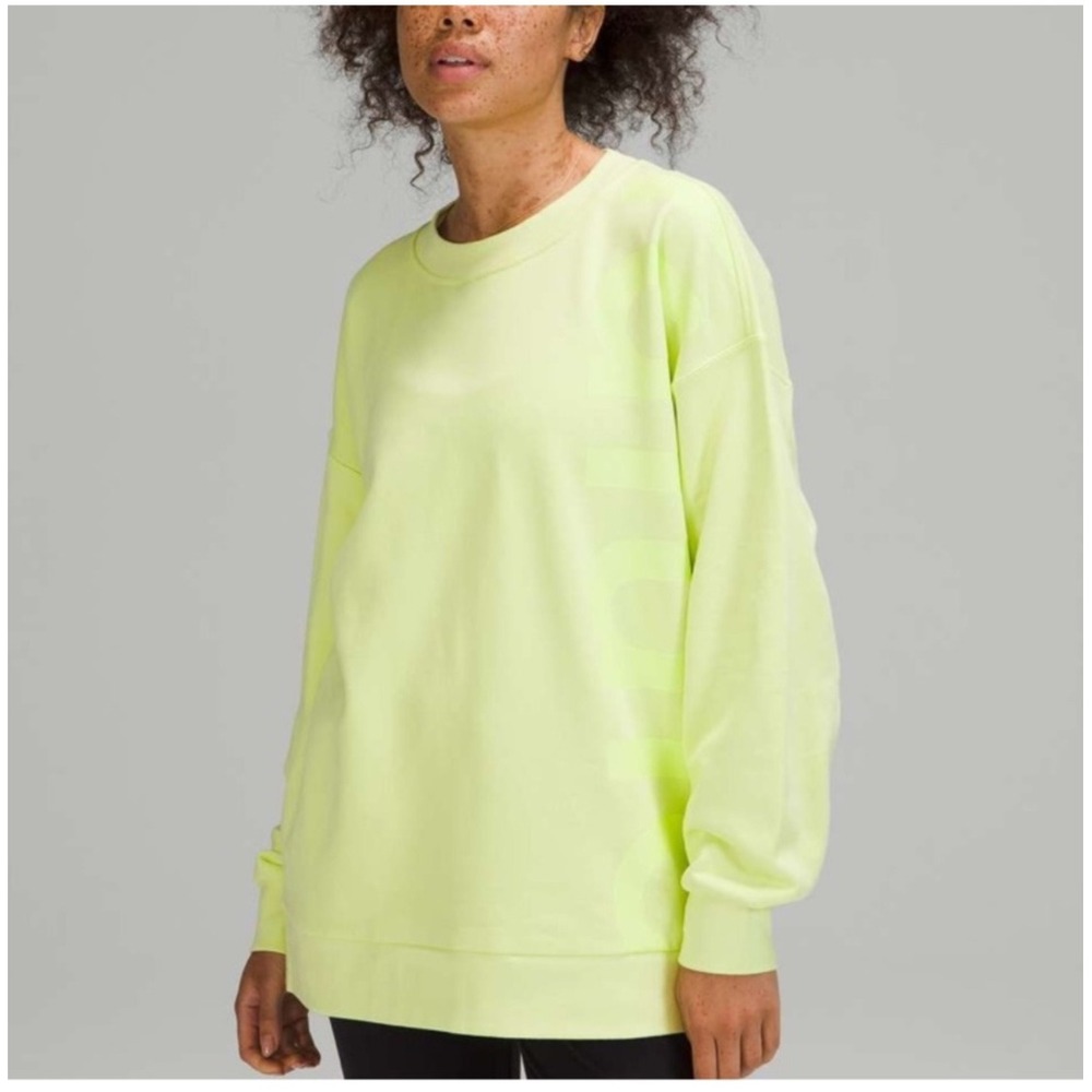 Lululemon Athletica Perfectly Oversized Crew Logo Sweatshirt Yellow Green Size 6